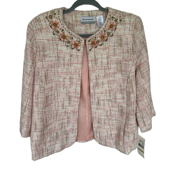 Alfred Dunner womens pink Tweed romancing the stone beaded blazer jacket 12P NWT - Picture 1 of 8